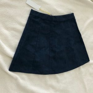 Navy blue faux suede skirt
